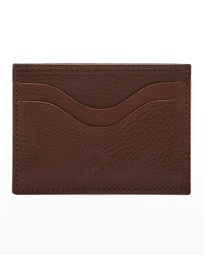 Shop Il Bisonte Men's Leather Card Case In Dark Brown