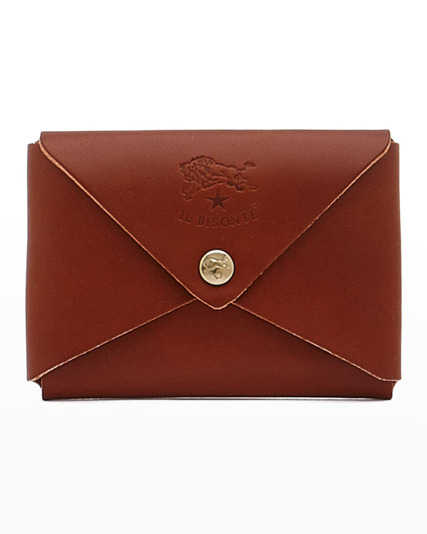 Il Bisonte Unisex Leather Business Card Holder In Vintage Cognac | ModeSens