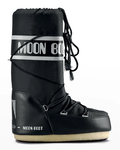 Shop Moon Boot Nylon Lace-up Snow Boots In Black