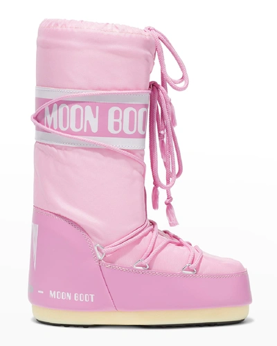 Shop Moon Boot Nylon Lace-up Snow Boots In Pink