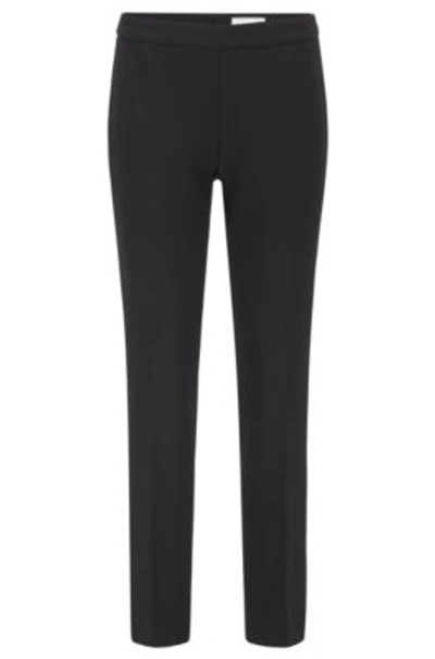Shop Hugo Boss Regular-fit Trousers In Stretch Fabric With Cropped Length In Black