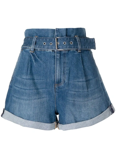 Shop Alice And Olivia Rosemary Denim Shorts In 蓝色