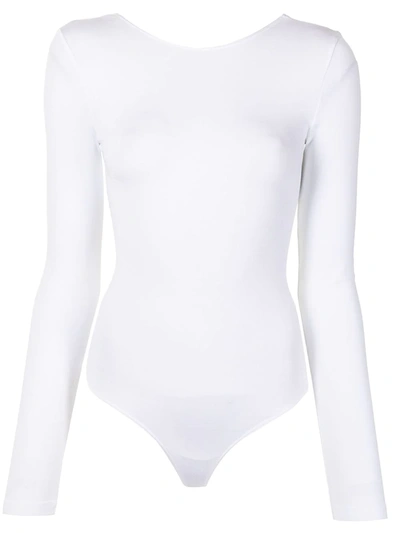 Wolford Memphis Long-sleeve String Bodysuit In 白色