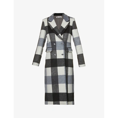 Shop Reformation Womens Light Grey Plaid York Checked Woven Coat S