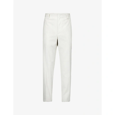 Shop Ermenegildo Zegna Mens Cream Cashco Straight Cotton-cashmere-blend Trousers 30