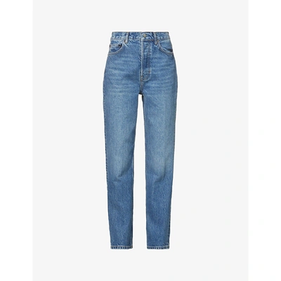 Shop Reformation Cynthia Straight-leg High-rise Recycled And Organic Cotton-blend Denim Jeans In Colorado