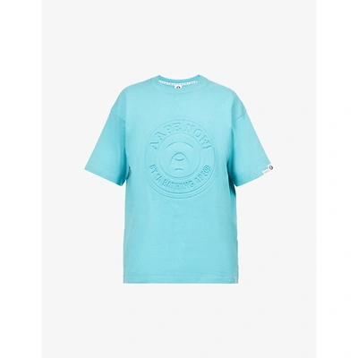 Shop Aape Mens Green Logo-embossed Crewneck Cotton-jersey T-shirt Xl