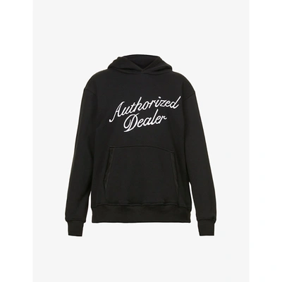 Shop Just Don Mens Black Authorised Dealer Text-embroidered Cotton-jersey Hoody L