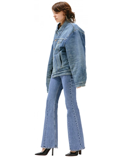 Balenciaga Oversized Asymmetric Padded Denim Jacket In Blue