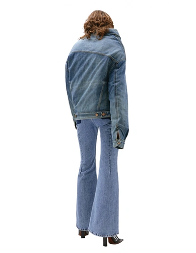 Shop Balenciaga Asymmetrical Denim Jacket In Blue