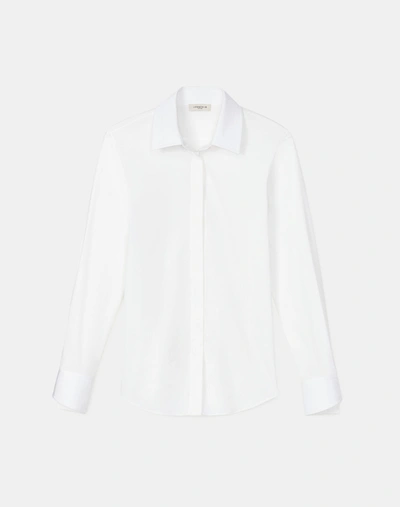 Shop Lafayette 148 Wright Shirt In Italian Stretch Cotton In White
