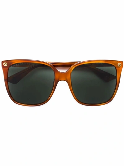 Shop Gucci Women's Brown Acetate Sunglasses