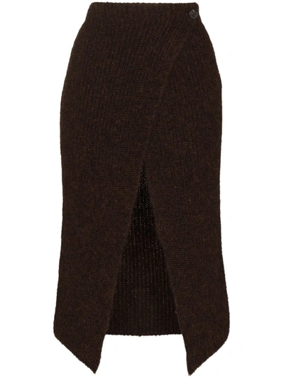 Shop Alanui Women's Brown Wool Skirt