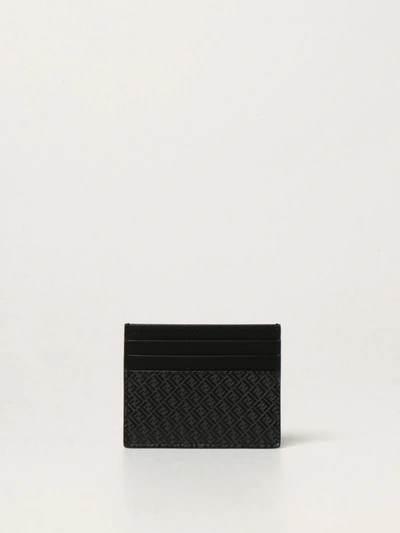 Shop Fendi Credit Card Holder In Leather With Ff Logo In Black