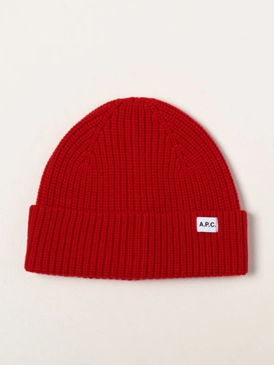 Shop Apc Bobble Hat A.p.c. Ribbed In Red