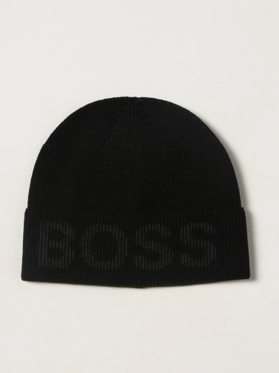 Shop Hugo Boss Beanie Hat With Logo In Black