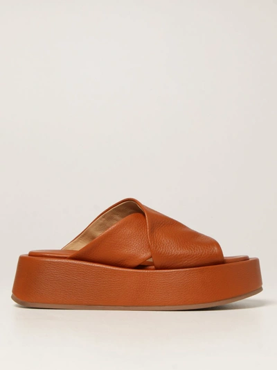 Shop Marsèll Platform Sandal In Volonata Leather In Brick Red