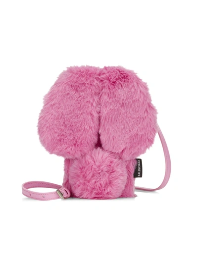Shop Balenciaga Women's Fluffy Bunny Iphone 12 Case-on-strap In Rose
