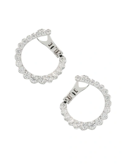 Shop Hearts On Fire Women's Aerial Regal 18k White Gold & Diamond Front-facing Small Hoop Earrings