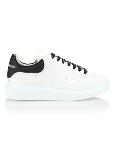 Shop Alexander Mcqueen Men's Oversized Leather Platform Sneakers In White Black White
