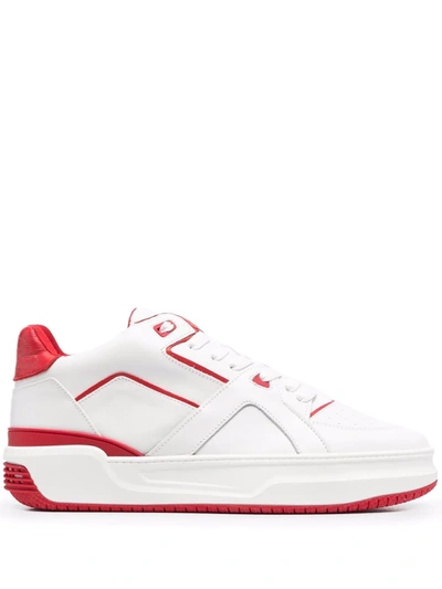 Shop Just Don Leather Lace-up Sneakers In White