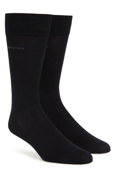 Shop Hugo Boss 2-pack Solid Dress Socks In Blue