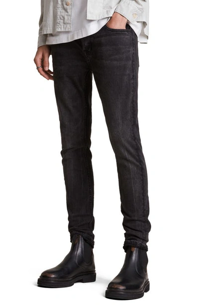 Allsaints Cotton Blend Cigarette Skinny Jeans In Washed Black | ModeSens