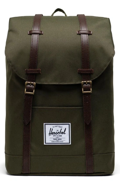 Shop Herschel Supply Co Retreat Backpack In Ivy Green/ Chicory Coffee
