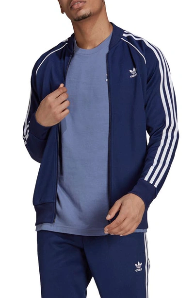 Shop Adidas Originals Originals Primeblue Superstar Track Jacket In Night Sky/white