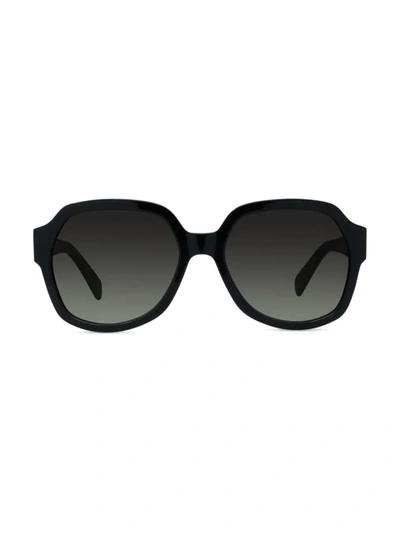 Shop Celine Women's 58mm Round Sunglasses In Shiny Black