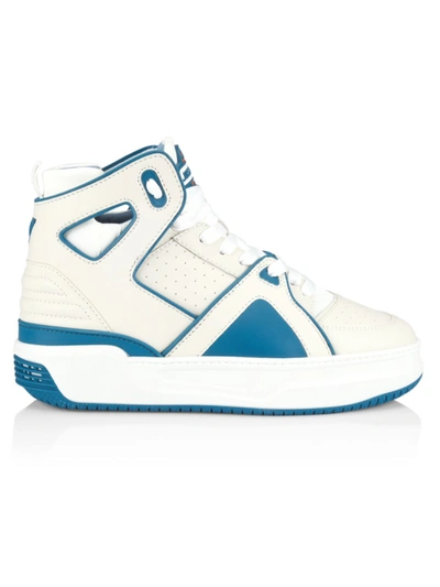 Shop Just Don High Basketball Jd1 Leather Sneakers In White Blue