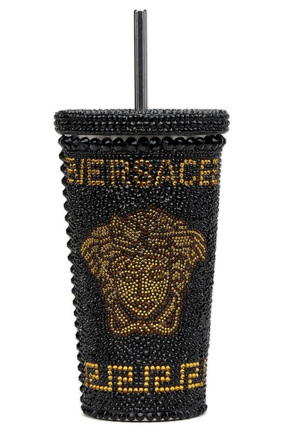 Shop Versace Medusa Studs Travel Cup In Black