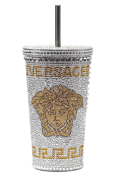 Shop Versace Medusa Studs Travel Cup In White