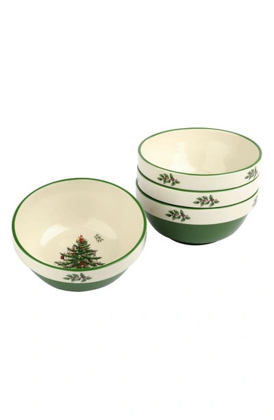 Portmeirion X Ted Baker Set Of 4 Christmas Tree Bowls In Green
