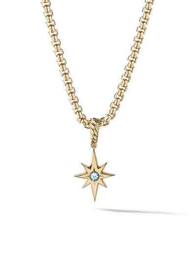 Shop David Yurman Women's North Star Birthstone Charm In 18k Yellow Gold In Aquamarine