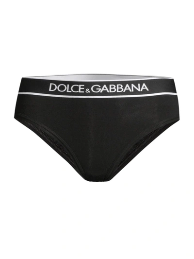Shop Dolce & Gabbana Women's Contrast Logo Briefs In Nero