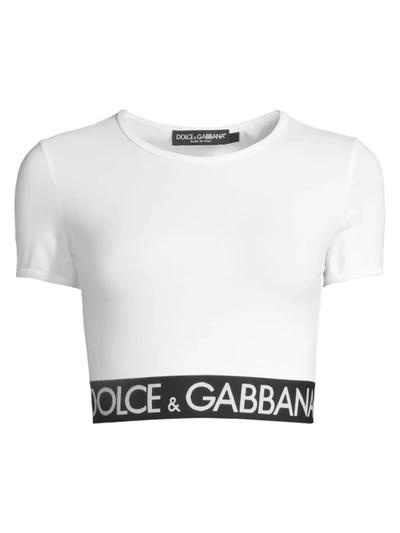 Shop Dolce & Gabbana Women's Cropped Pullover T-shirt In White