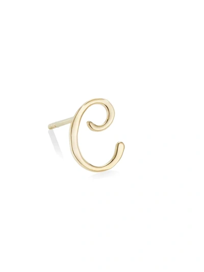 Shop Lana Jewelry Women's 14k Yellow Gold Cursive Initial Stud Earring In Initial C