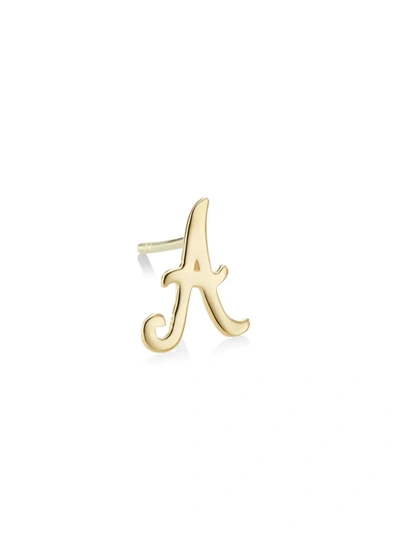 Shop Lana Jewelry Women's 14k Yellow Gold Cursive Initial Stud Earring In Initial A