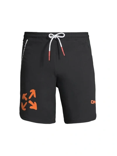 Shop Off-white Active Knit Shorts In Black Orange