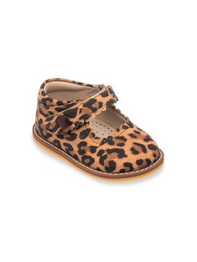 Shop Elephantito Baby Girl's Leopard-print Leather Mary Jane Flats In Suede Leopard