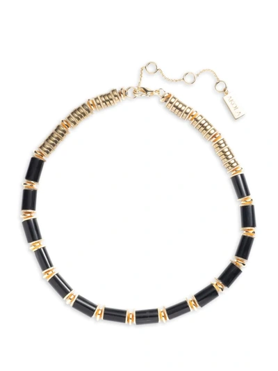 Shop Akola Kalila 10k Gold-plated, Horn & Hematite Necklace In Black