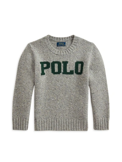 Shop Polo Ralph Lauren Little Boy's & Boy's Logo Wool-blend Sweater In Grey