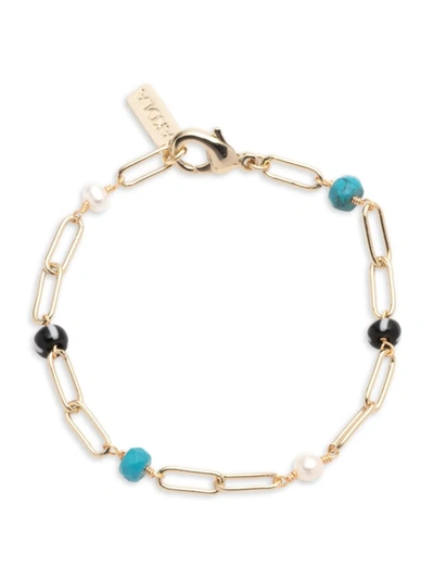 Shop Akola Kassia 10k Gold-plated & Multi-stone Bracelet In Turquoise Multi