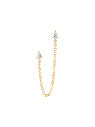 Shop Ef Collection Women's 14k Gold & Diamond Pear-cut Chain Stud Earring