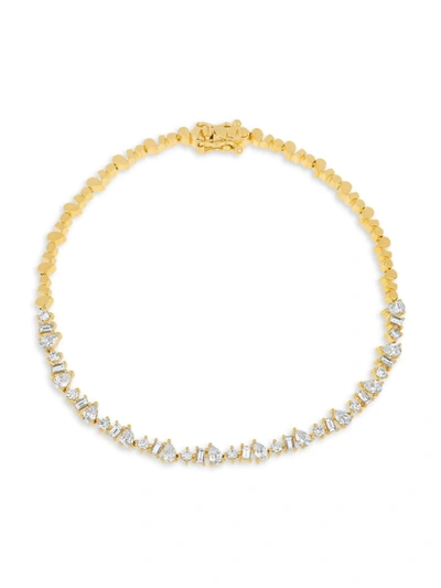 Shop Ef Collection Women's 14k Gold & Diamonds Multi-faceted Bracelet