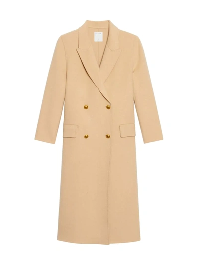 Shop Sandro Mystere Double-breasted Wool Coat In Beige