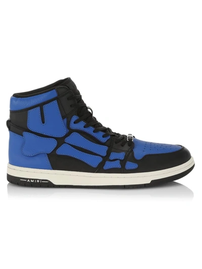 Shop Amiri Skeleton Bone High-top Sneakers In Black Blue