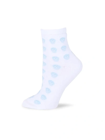Shop Alexander Mcqueen Multi-skull Logo Socks In White Sky Blue