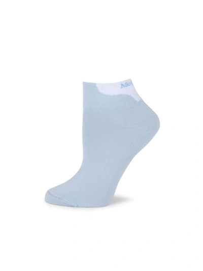 Shop Alexander Mcqueen Women's Logo Short Socks In Sky Blue